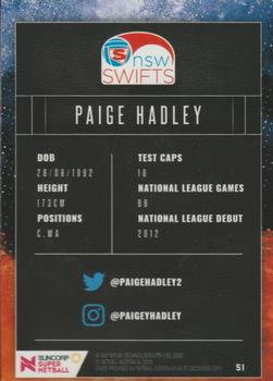 2018 Tap 'N' Play Suncorp Super Netball #51 Paige Hadley Back